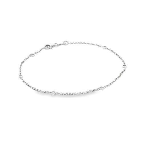 Bracciale Modello T con 5 Diamanti ct 0,05 F VS misura 18,5 cm Oro 18 kt 1,33 gr