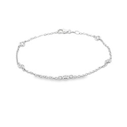 Bracciale Modello T con 5 Diamanti Oro Bianco 750 18 kt con Diamanti Taglio a Brillante ct 0,37 E F VS 2,25 gr 2