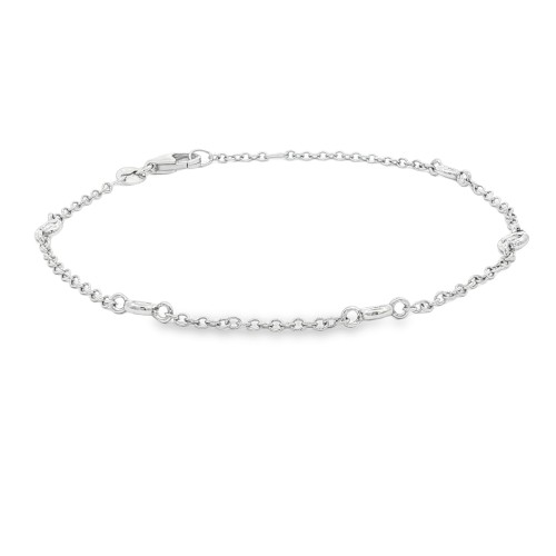 Bracciale Modello T con 5 Diamanti Oro Bianco 750 18 kt con Diamanti Taglio a Brillante ct 0,20 F VS 2,00 g