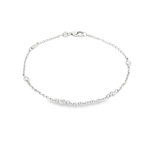 Bracciale Modello T con 5 Diamanti Oro Bianco 750 18 kt con Diamanti Taglio a Brillante ct 0,20 F VS 2,00 g