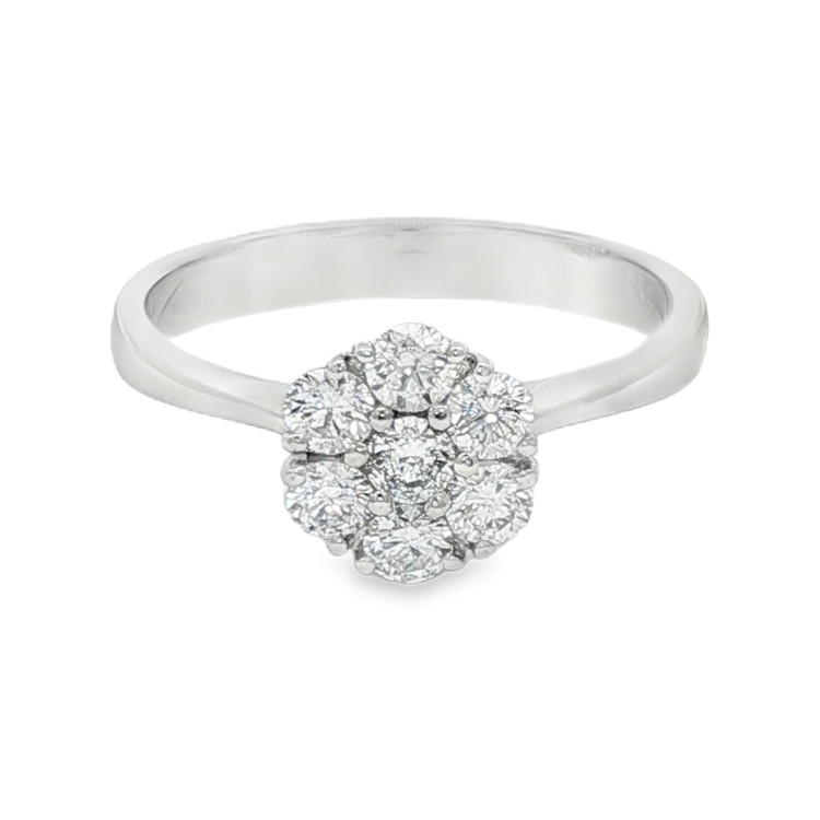 Anello Seven Stone Diamanti ct 0,52 F VS Oro Bianco 18 kt 3,08 gr