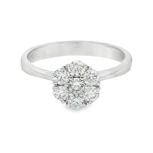 Anello Seven Stone Diamanti ct 0,52 F VS Oro Bianco 18 kt 3,08 gr