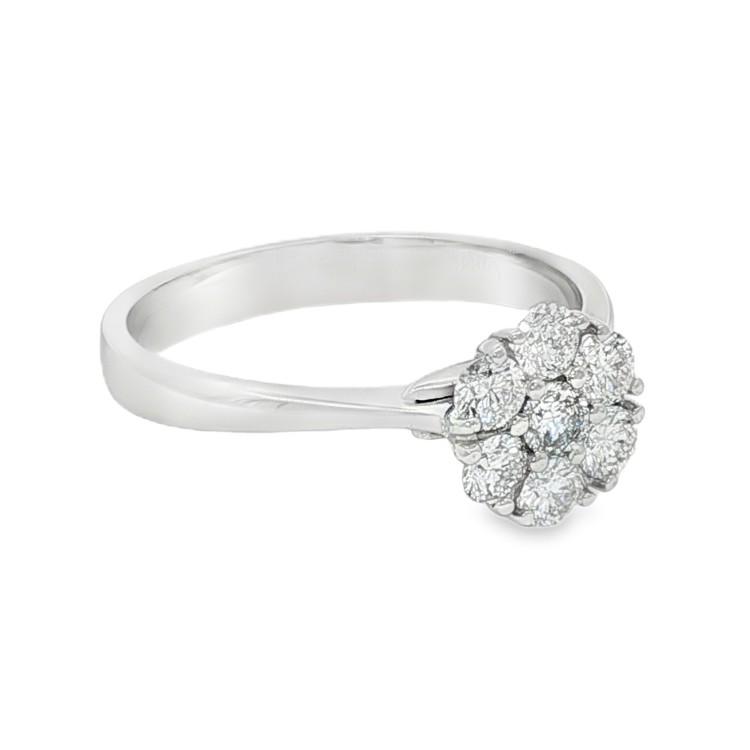 Anello Seven Stone Diamanti ct 0,52 Oro 18 kt