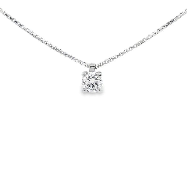 Collana Punto Luce 4GF Diamante ct 0,40 D VS1 G VG VG IGI Oro Bianco 750 18 kt 3,53 gr