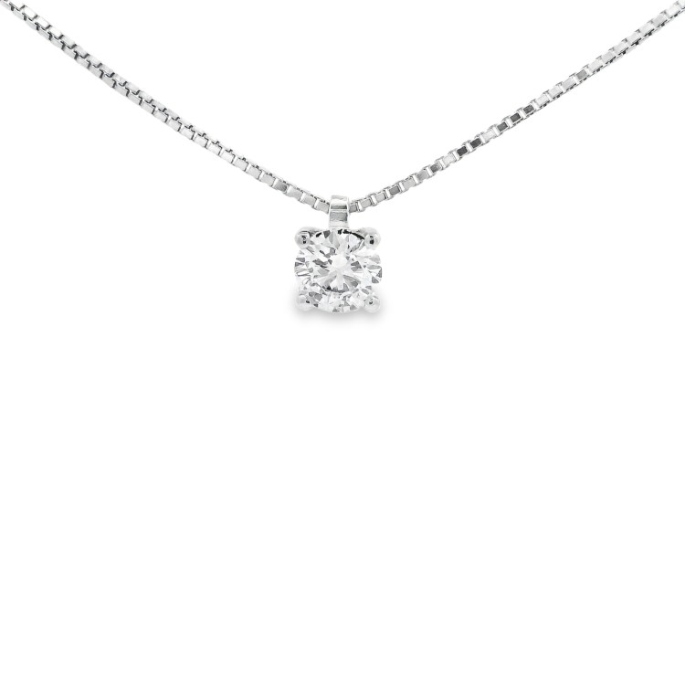 Collana Punto Luce 4GF Diamante ct 0,50 D IF VG VG EX IGI Oro Bianco 18 kt 3,12 gr