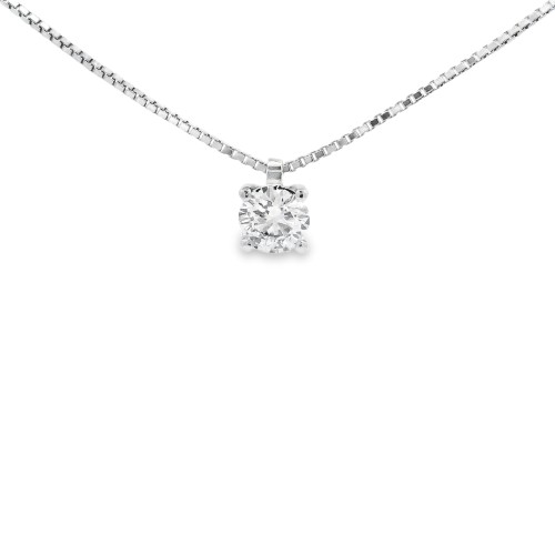 Collana Punto Luce 4GF Diamante ct 0,50 D IF VG VG EX IGI Oro Bianco 18 kt 3,12 gr