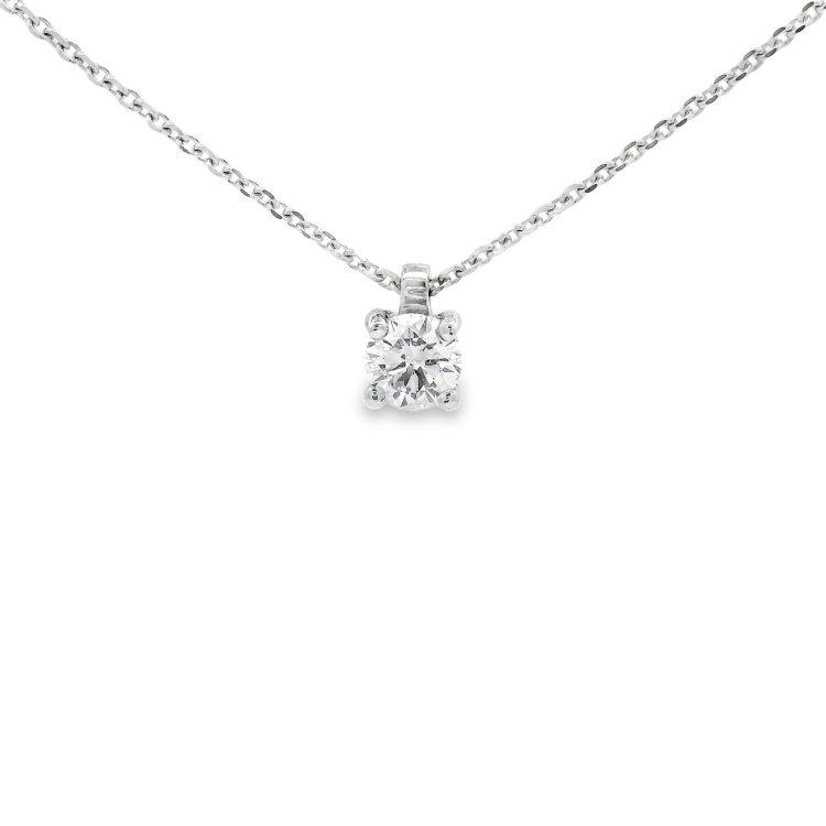 Collana Punto Luce 4GF Diamante ct 0,33 F VS2 EX EX EX GIA Laser Oro Bianco 750 18 kt  2,37 gr