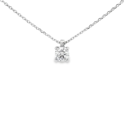 Collana Punto Luce 4GF Diamante ct 0,33 F VS2 EX EX EX GIA Laser Oro Bianco 750 18 kt  2,37 gr