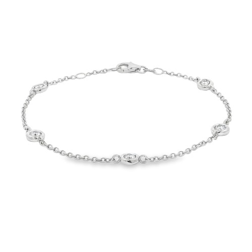 Bracciale Modello T con 5 Diamanti Oro Bianco 750 18 kt con Diamanti Taglio a Brillante ct 0,45 F VS 3,13 gr