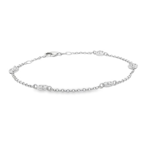 Bracciale Modello T con 5 Diamanti Oro Bianco 750 18 kt con Diamanti Taglio a Brillante ct 0,45 F VS 3,13 gr