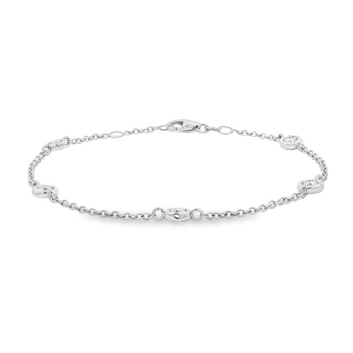 Bracciale Modello T con 5 Diamanti Oro Bianco 750 18 kt con Diamanti Taglio a Brillante ct 0,45 F VS 3,13 gr