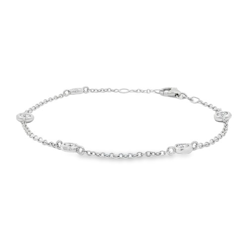Bracciale Modello T con 5 Diamanti Oro Bianco 750 18 kt con Diamanti Taglio a Brillante ct 0,45 F VS 3,13 gr