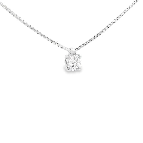 Collana Punto Luce 4GF Diamante ct 0,40 D VS1 G VG VG IGI Oro Bianco 750 18 kt 3,53 gr