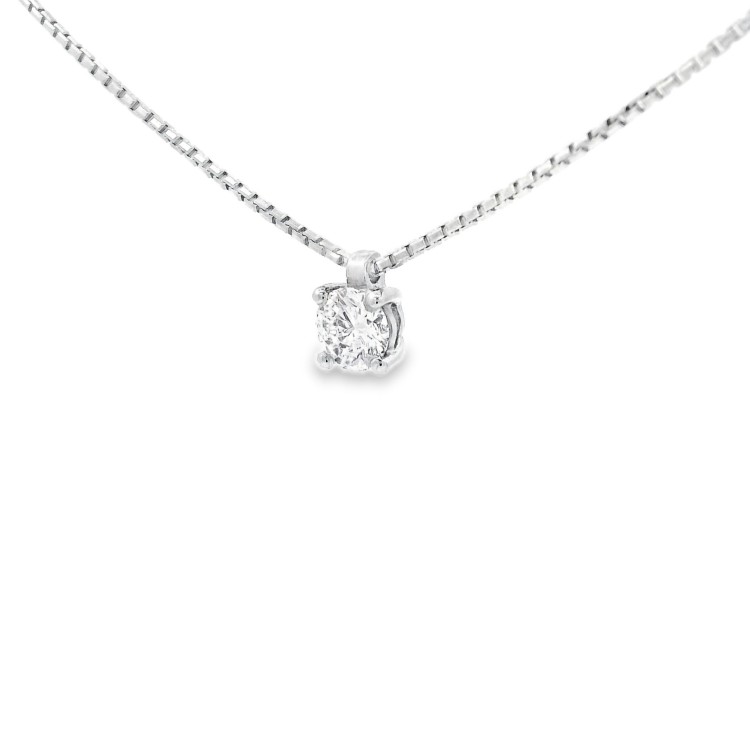Collana Punto Luce 4GF Diamante ct 0,40 D VS1 G VG VG IGI Oro Bianco 750 18 kt 3,53 gr