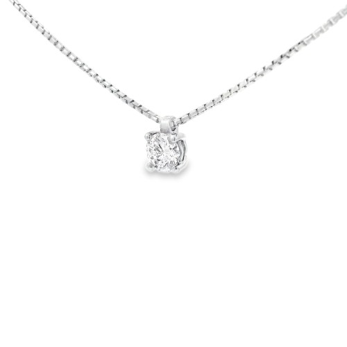 Collana Punto Luce 4GF Diamante ct 0,40 D VS1 G VG VG IGI Oro Bianco 750 18 kt 3,53 gr
