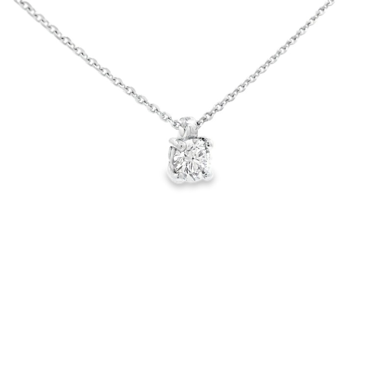 Collana Punto Luce 4GF Diamante ct 0,33 F VS2 EX EX EX GIA Laser Oro Bianco 750 18 kt  2,37 gr