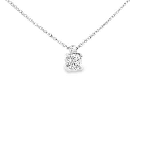 Collana Punto Luce 4GF Diamante ct 0,33 F VS2 EX EX EX GIA Laser Oro Bianco 750 18 kt  2,37 gr