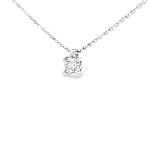 Collana Punto Luce 4GF Diamante ct 0,33 F VS2 EX EX EX GIA Laser Oro Bianco 750 18 kt  2,37 gr