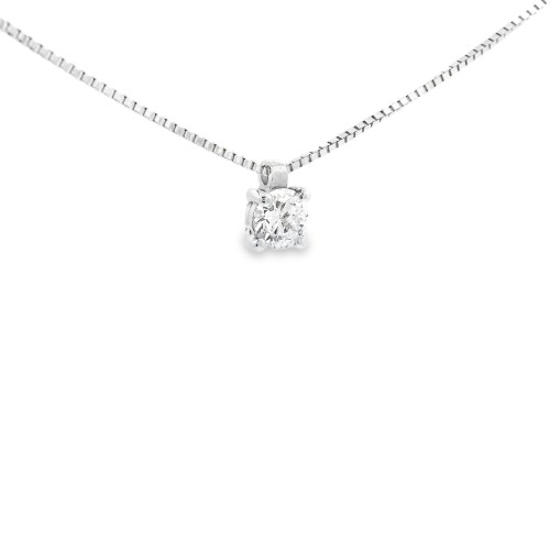 Collana Punto Luce 4GF Diamante ct 0,30 F VS1 EX EX EX IGI Laser Oro Bianco 750 18 kt  2,46 gr