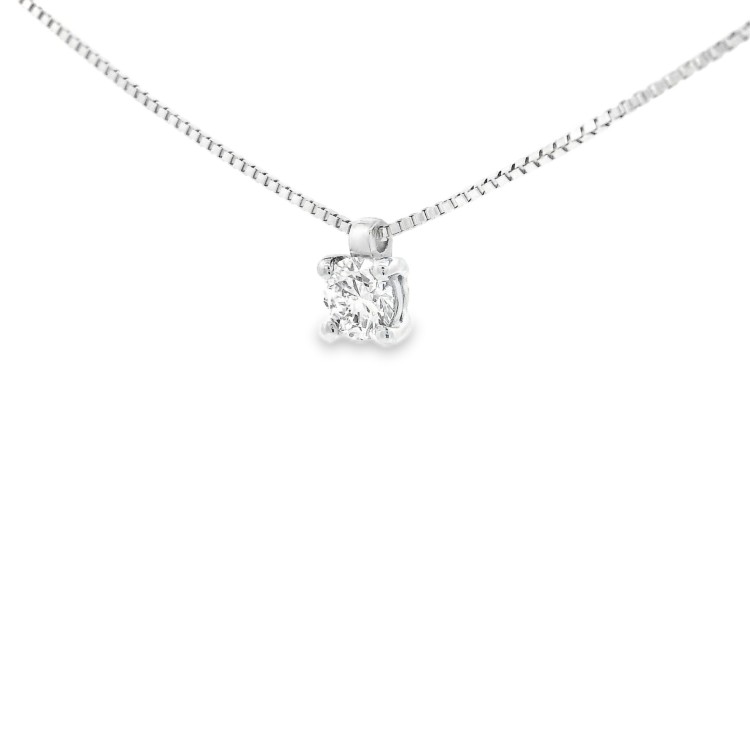 Collana Punto Luce 4GF Diamante ct 0,30 F VS1 EX EX EX IGI Laser Oro Bianco 750 18 kt  2,46 gr