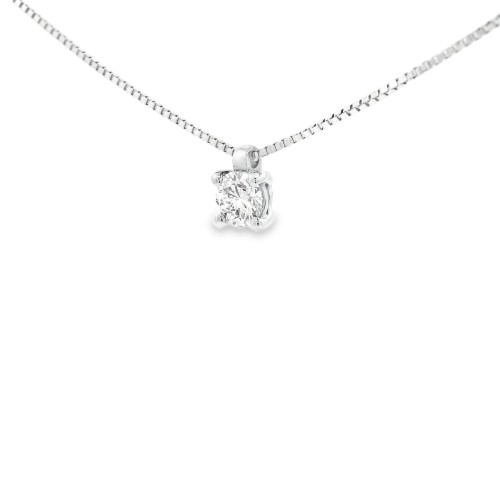 Collana Punto Luce 4GF Diamante ct 0,30 F VS1 EX EX EX IGI Laser Oro Bianco 750 18 kt  2,46 gr