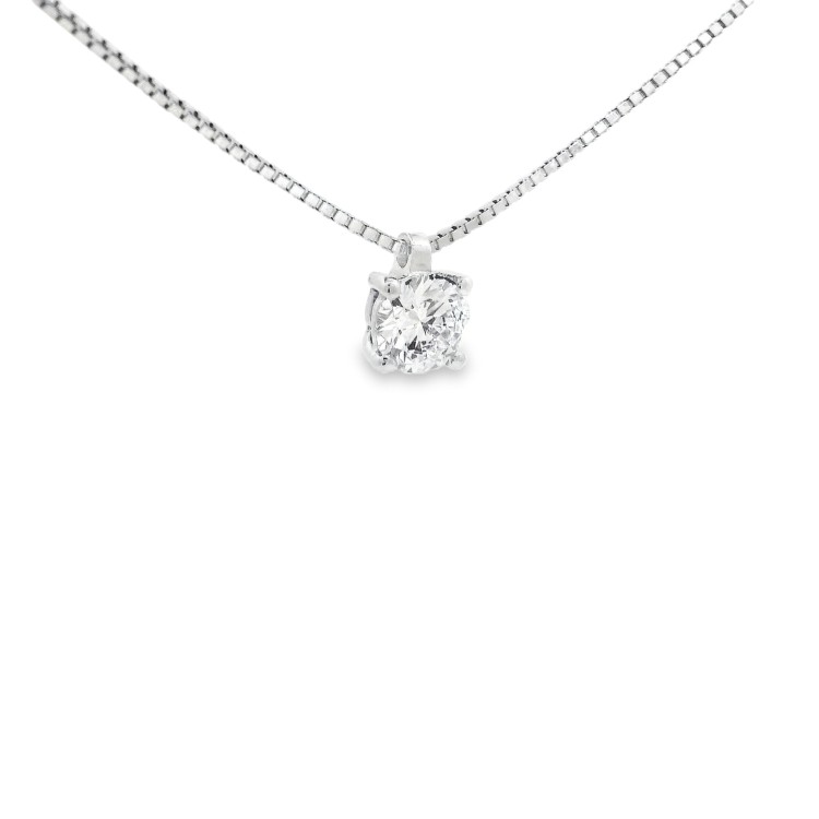 Collana Punto Luce 4GF Diamante ct 0,50 D IF VG VG EX IGI Oro Bianco 18 kt 3,12 gr