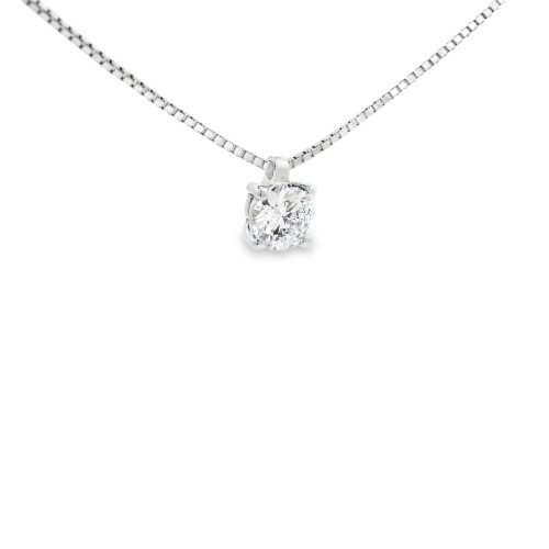 Collana Punto Luce 4GF Diamante ct 0,50 D IF VG VG EX IGI Oro Bianco 18 kt 3,12 gr