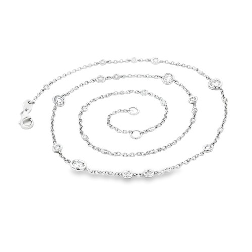 Collana Modello T con 28 Diamanti ct 0,94 F VS misura 45 cm Oro 18 kt 4,89 gr