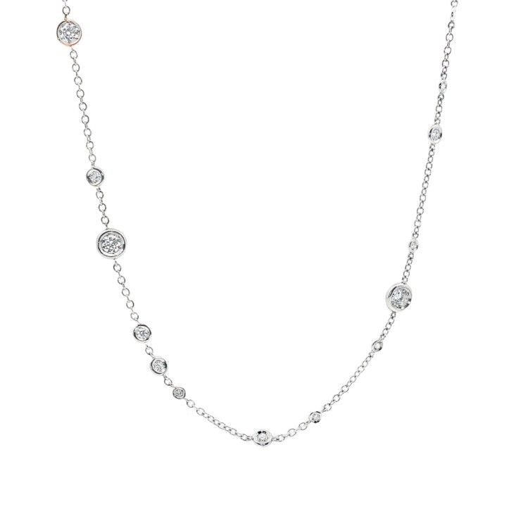 Collana Modello T con 28 Diamanti ct 0,94 F VS misura 45 cm Oro 18 kt 4,89 gr