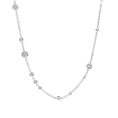 Collana Modello T con 28 Diamanti ct 0,94 F VS misura 45 cm Oro 18 kt 4,89 gr