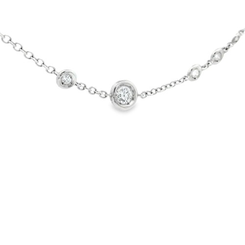 Collana Modello T con 28 Diamanti ct 0,94 F VS misura 45 cm Oro 18 kt 4,89 gr