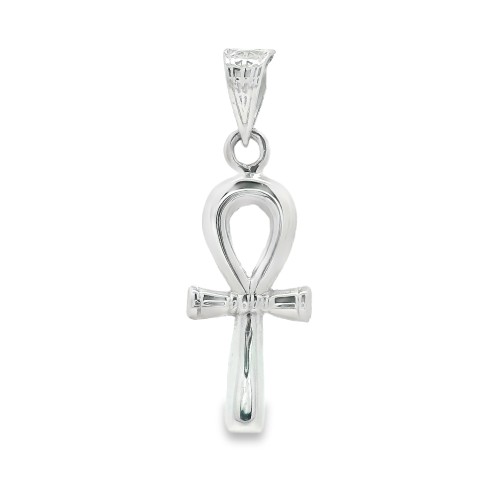 Croce Ankh o Croce Egizia Misure o Croce della Vita 19 x 9 x 1,4 mm Oro Bianco 18 kt 1,65 gr