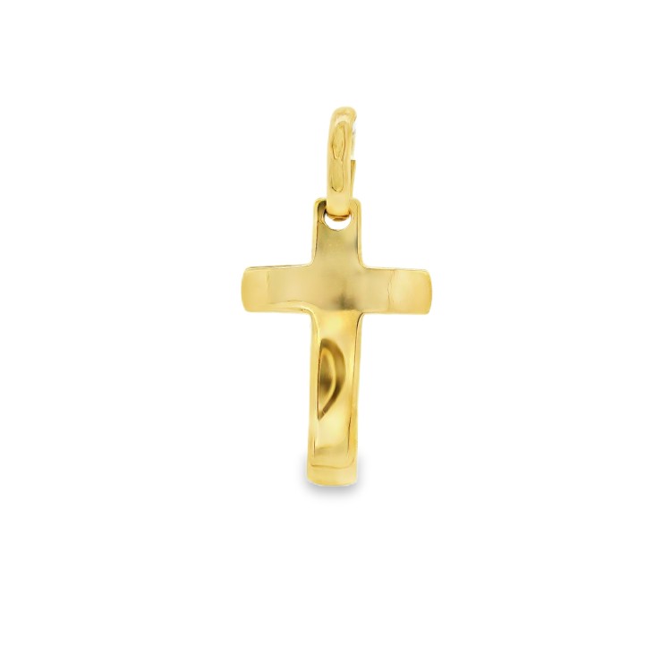 Croce bombata liscia misure 17,5  x 11,5 x 2,2  mm Oro Giallo 18 kt 1,87 gr