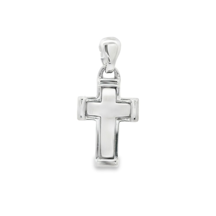 Croce Lucida e Satinata misure 12 x 9 mm Oro Bianco 18 kt 1,78 gr