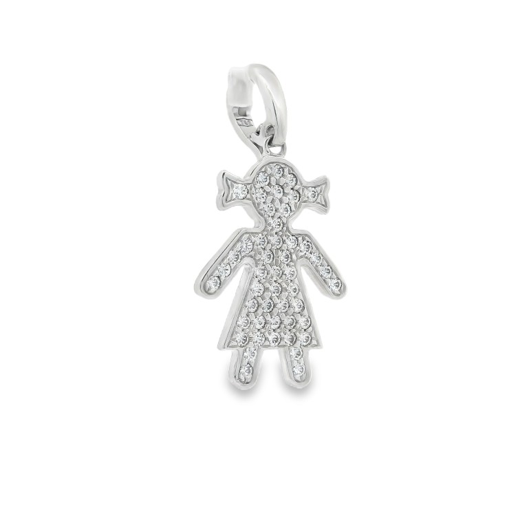 Pendente Bambina Zirconi maglia apribile misura MEDIA Oro Giallo 18 kt 2 gr