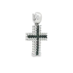 Pendente Croce misure 20 x 15 mm Oro Bianco 18 kt con zirconi 2,63 gr 2