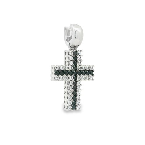 Pendente Croce misure 20 x 15 mm Oro Bianco 18 kt con zirconi 2,63 gr