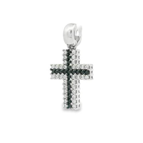 Pendente Croce misure 20 x 15 mm Oro Bianco 18 kt con zirconi 2,63 gr