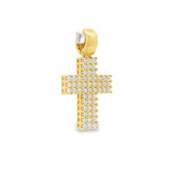 Pendente Croce misure 16 x 12 mm Oro Giallo 18 kt pave di zirconi 2,46 gr 2