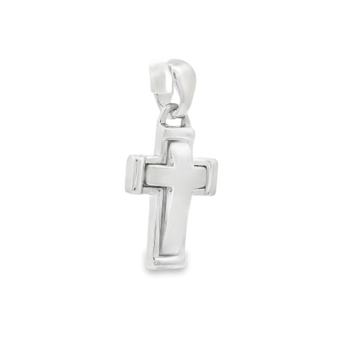 Croce Lucida e Satinata misure 12 x 9 mm Oro Bianco 18 kt 1,78 gr