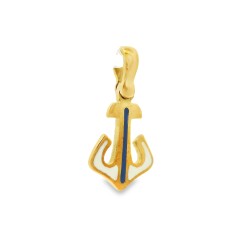 Pendente Ancora con Smalto misure 13 x 11 x 1,2  mm Oro Giallo 750 18 kt 1,7 gr 2