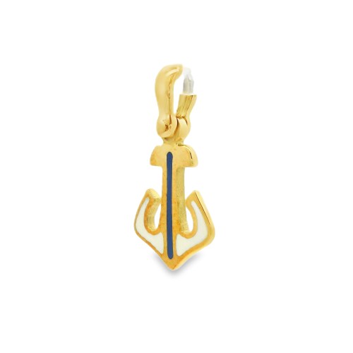 Pendente Ancora con Smalto misure 13 x 11 x 1,2  mm Oro Giallo 750 18 kt 1,7 gr