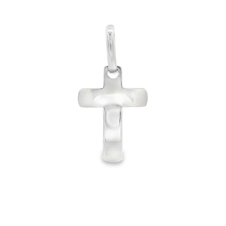 Croce bombata liscia misure 14,5  x 10,5 x 1,9  mm Oro Bianco 18 kt 1,40 gr