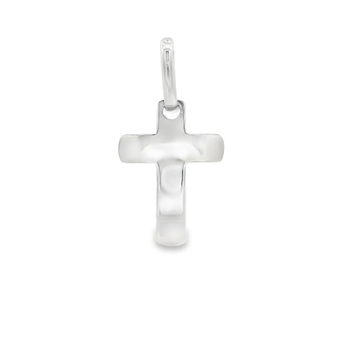 Croce bombata liscia misure 14,5  x 10,5 x 1,9  mm Oro Bianco 18 kt 1,40 gr