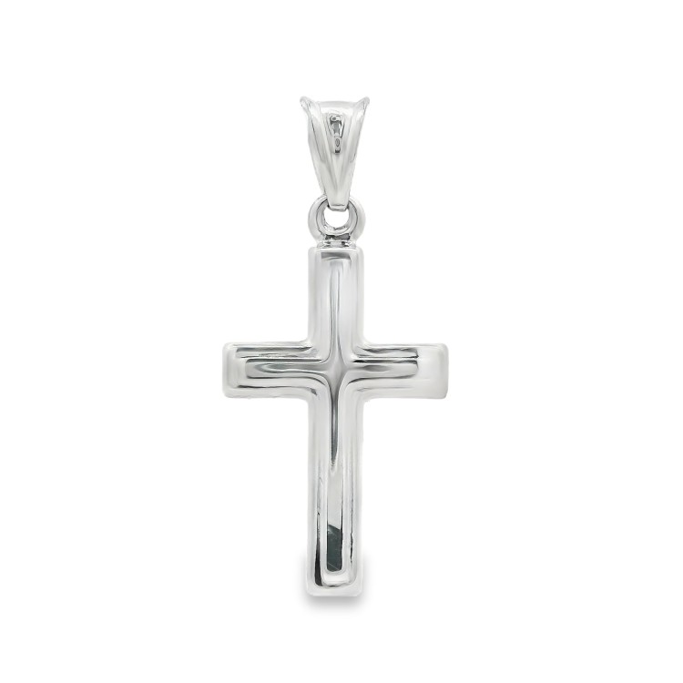 Croce Oro Bianco misure 19 x 13 x 1,8 mm 18 kt 1,3 gr