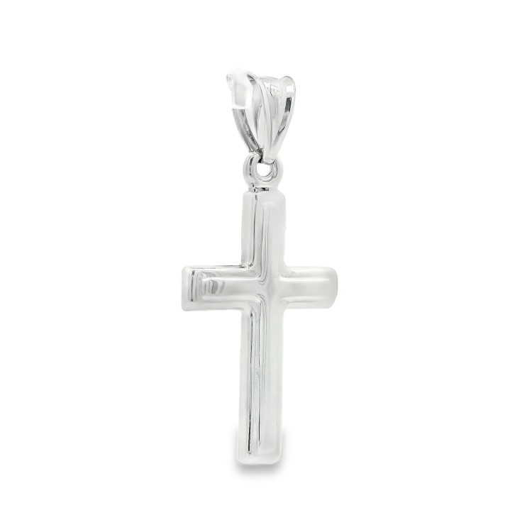 Croce Oro Bianco misure 19 x 13 x 1,8 mm 18 kt 1,3 gr