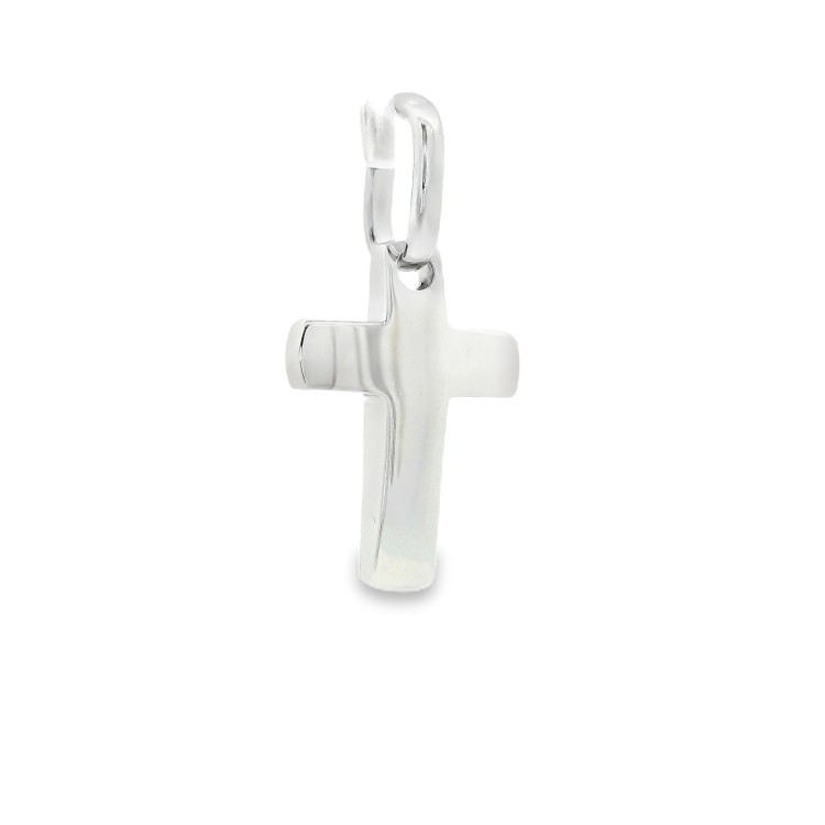 Croce bombata liscia misure 14,5  x 10,5 x 1,9  mm Oro Bianco 18 kt 1,40 gr