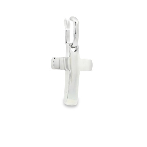 Croce bombata liscia misure 14,5  x 10,5 x 1,9  mm Oro Bianco 18 kt 1,40 gr
