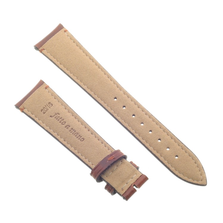 Cinturino Pelle Cuoio Tamponato Marrone 20/16 mm B54B classico.