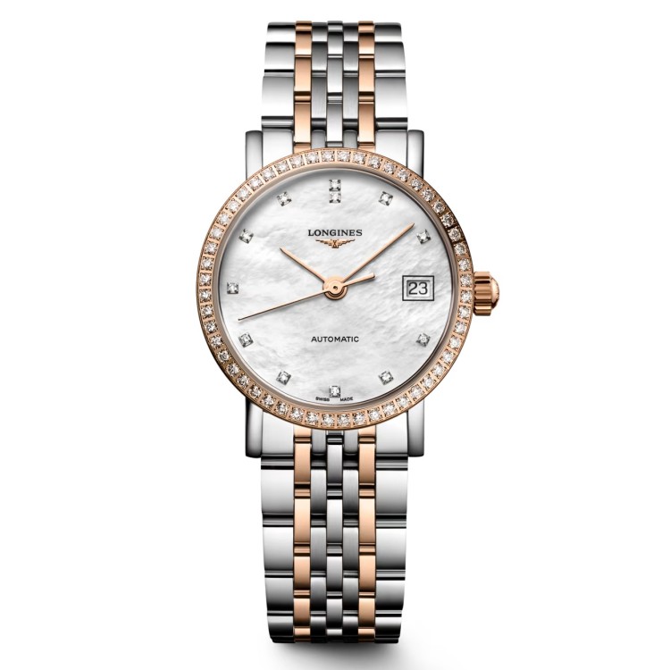 Longines Elegant L4.309.5.81.7 Automatico 25.5 mm Oro Rosa Bianco Bracciale Acciaio